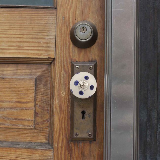 Blue Pottery Blue Polka Door Knob