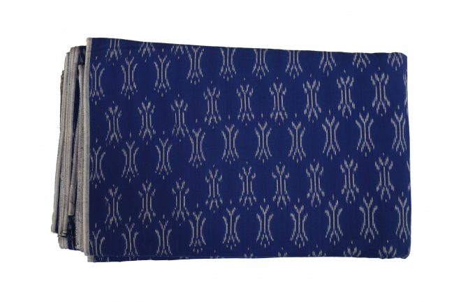 Pochampally Ikkat Cotton Fabric Standard Size Dark Blue (2.5 Meters)