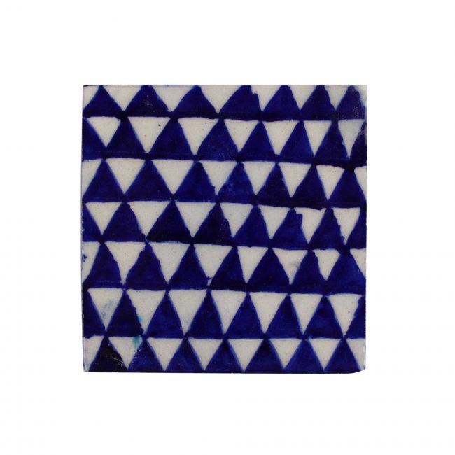 Blue Pottery Triangle Pattern Tile D-1 (5Ã—5 Inches)