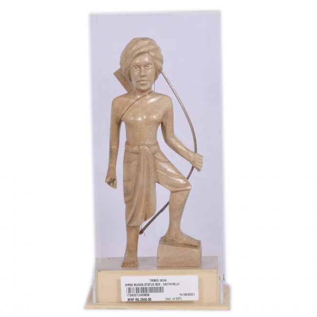 Wooden Birsa Munda Big Statue Box
