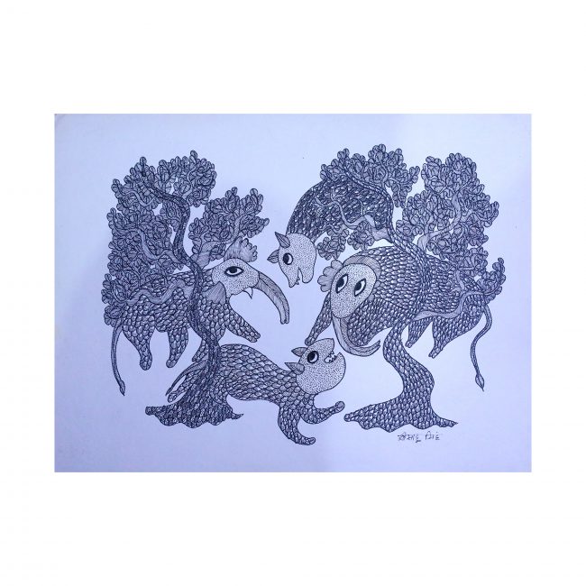Handmade Multicolor Gond Paper Painting