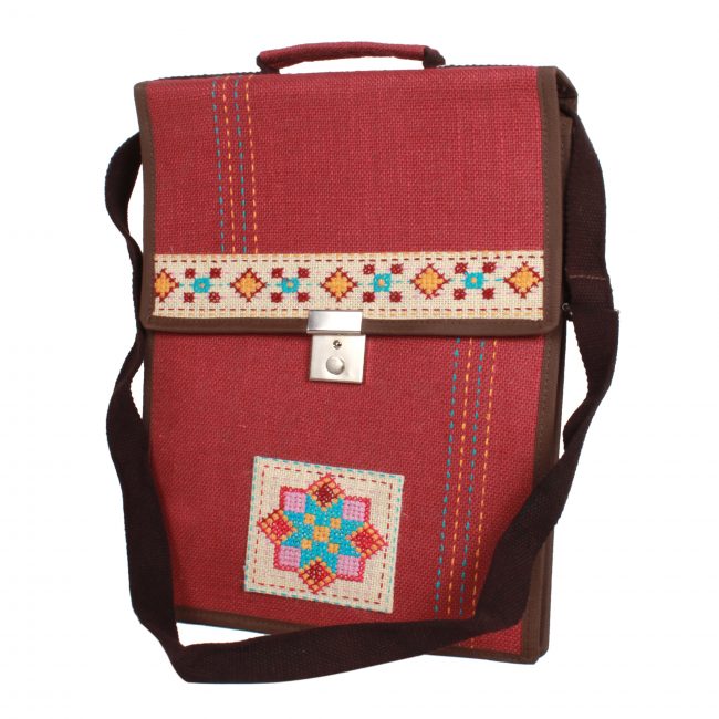 Hand Embroidered Jute Office Bag