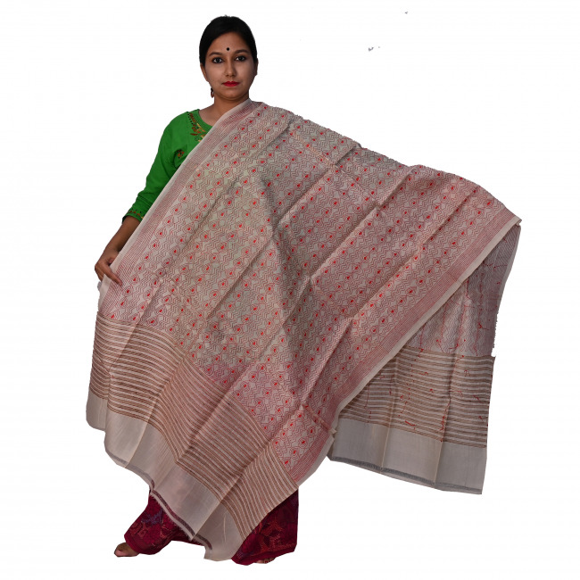 Handwoven Kantha work Dupatta