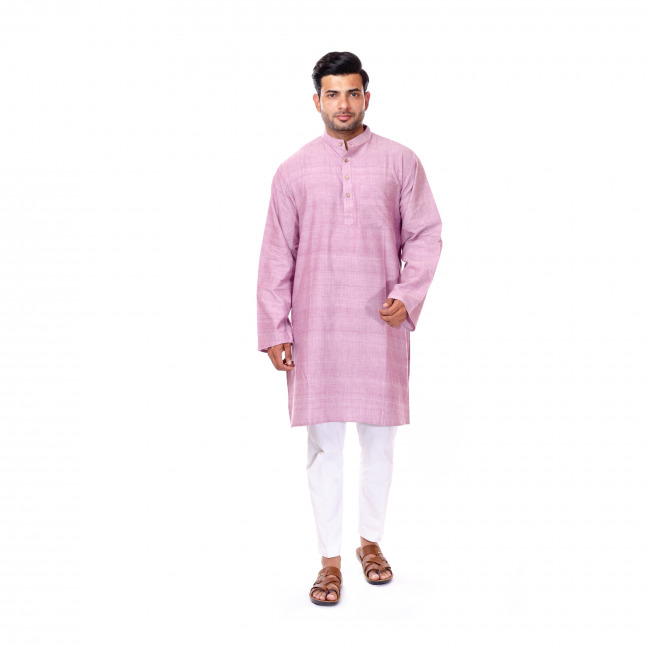 Handwoven Cotton Pink Kurta