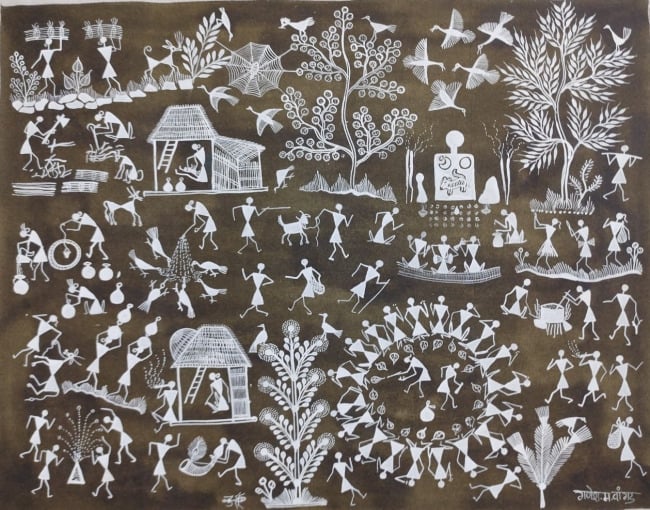 Handmade Multicolor Warli Cloth Painting