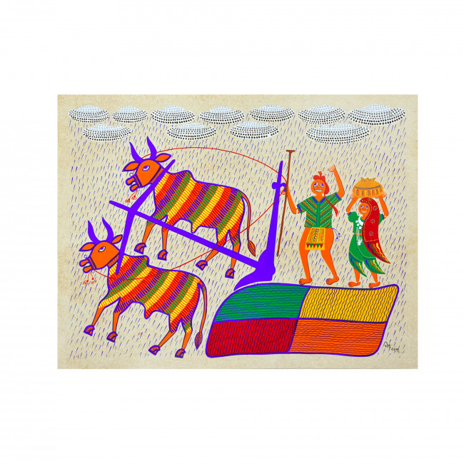 Handmade Pithora on Paper (17Ã—22 cm)