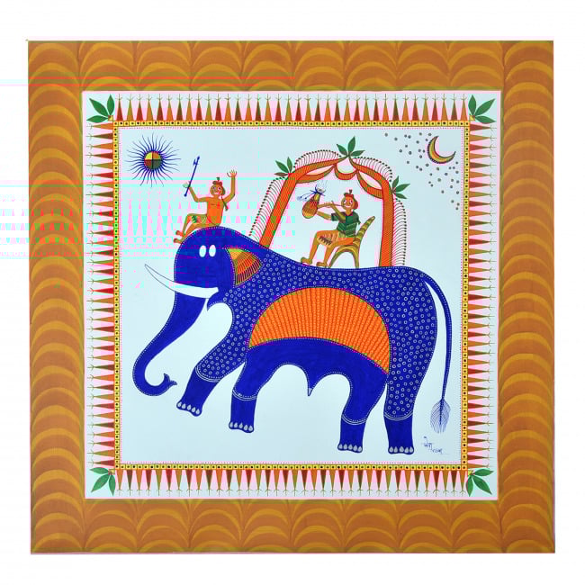 Handmade Pithora Canvas (30Ã—30 cm)