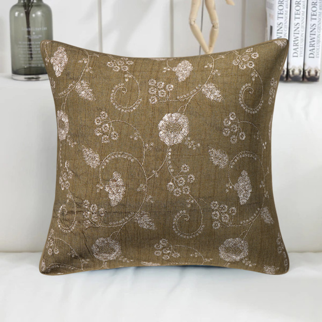 Handmade Silk Zari Work Cushion Cover