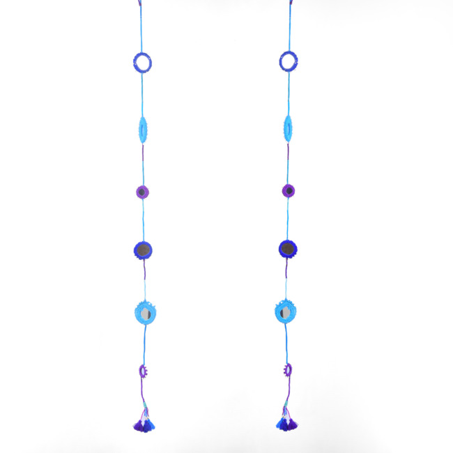 Handcrafted hanging with Round Mirrorwork Purple & Blue color