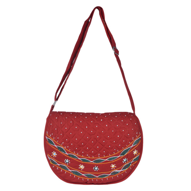Tribes India Handicraft Handmade Banjara Floppy Bag Maroon Color