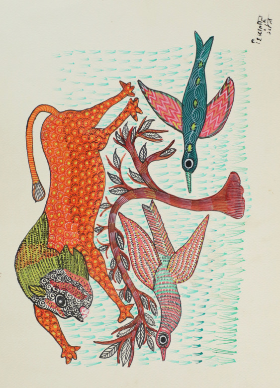 Tribes India Handmade Gond Paper Painting