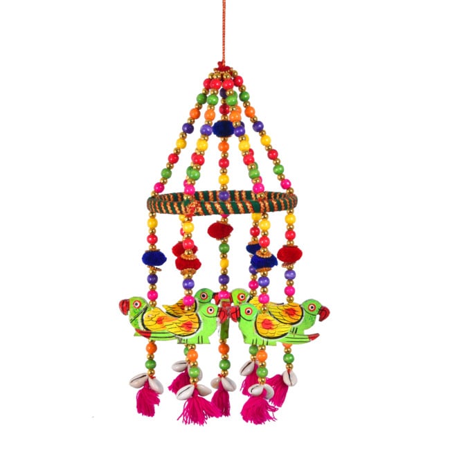Handmade Hanging 7 Wooden Parrot Zoome (PVTG)