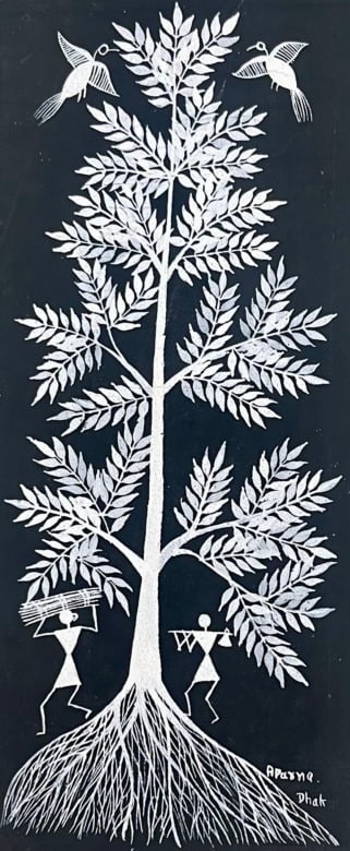 WARLI PAINTING ON CLOTH 5Ã—11