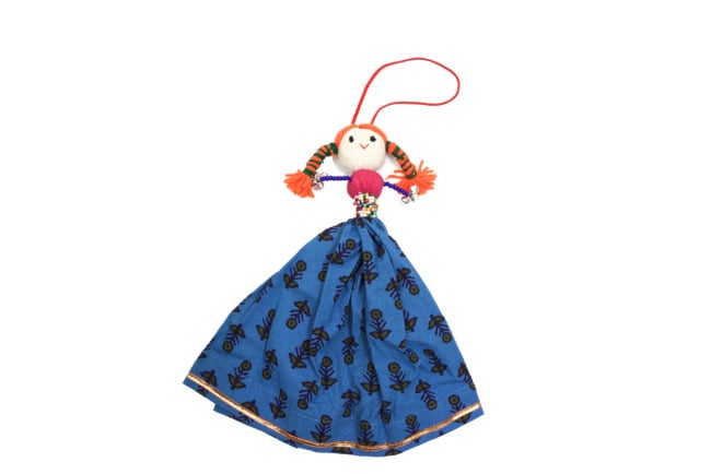 Handmade Soft Doll Hanging with Pearl and Ghughri 20 CM Blue : (UTSAV)