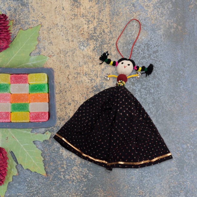 Handmade Soft Black Doll Hanging with Pearl and Ghughri 20 CM Black : (UTSAV)