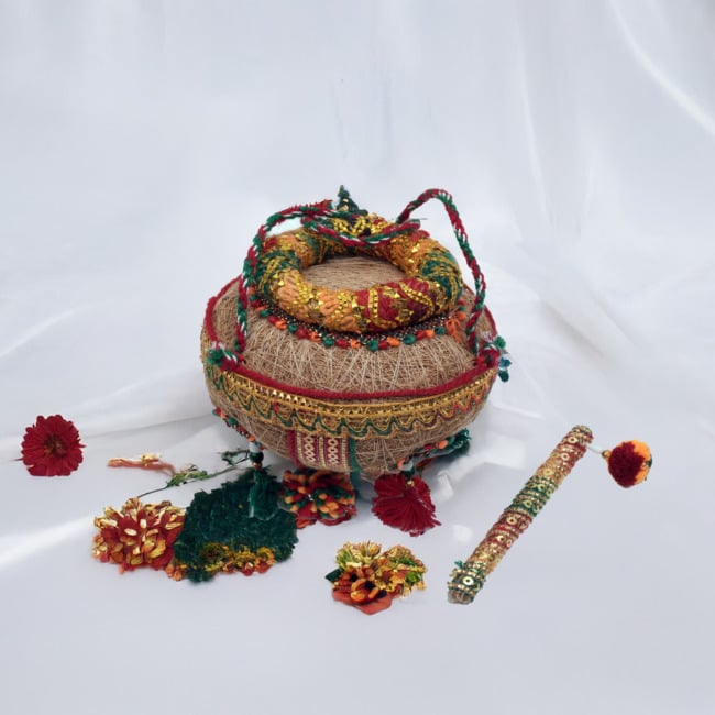 Coir Matki (23*13 cm) with Rope and Dandi for Home, Garden & Office DÃ©cor